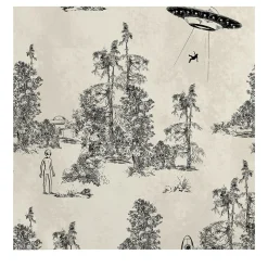 Wallpapers4Beginners Carta da Parati Toile de Jouy Nera con Alien Abduction> Carte Da Parati