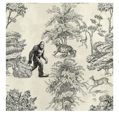 Wallpapers4Beginners Carta da Parati Toile de Jouy in Toni Seppia con Bigfoot Mistico> Carte Da Parati