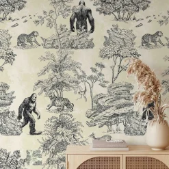 Wallpapers4Beginners Carta da Parati Toile de Jouy in Toni Seppia con Bigfoot Mistico> Carte Da Parati