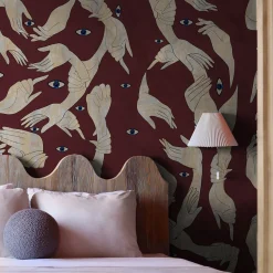 MaVoix Carta da parati Uno Nessuno Rosso Classico Borgogna di Marika Tardio> Carte Da Parati