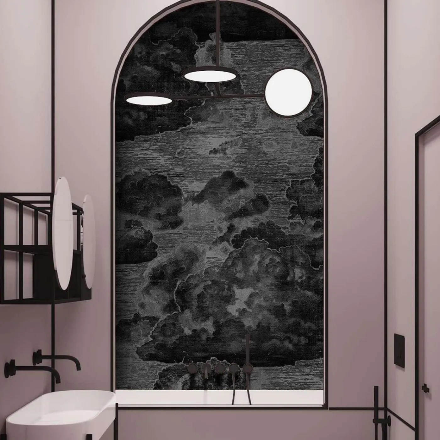 Wallpapers4Beginners Carta da Parati Vintage Nera con Nuvole> Carte Da Parati