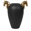 VGnewtrend Cavallo Grande Vaso nero e oro lucido> Anfore