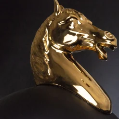 VGnewtrend Cavallo Grande Vaso nero e oro lucido><noscript><img width=