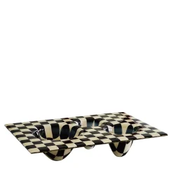 VéVé Glass Centrotavola a scacchiera in bianco e nero> Centrotavola