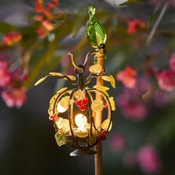 Edi Chirumbolo Centrotavola portacandele decorativo in legno con bacche e foglie in vetro N.3><noscript><img width=