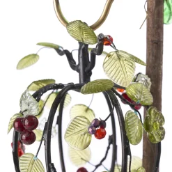 Edi Chirumbolo Centrotavola portacandele decorativo in legno con bacche e foglie in vetro N.4><noscript><img width=