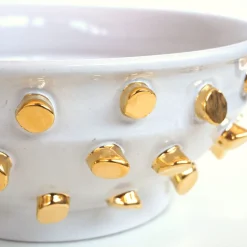 ND Dolfi Centrotavola Tronchetti In Ceramica Dorata E Bianca><noscript><img width=