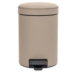 Pinetti Cestino a pedale in pelle beige> Arredo Bagno