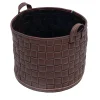 Marricreo Cestino cilindrico annodato Ponza in ecopelle marrone> Ceste