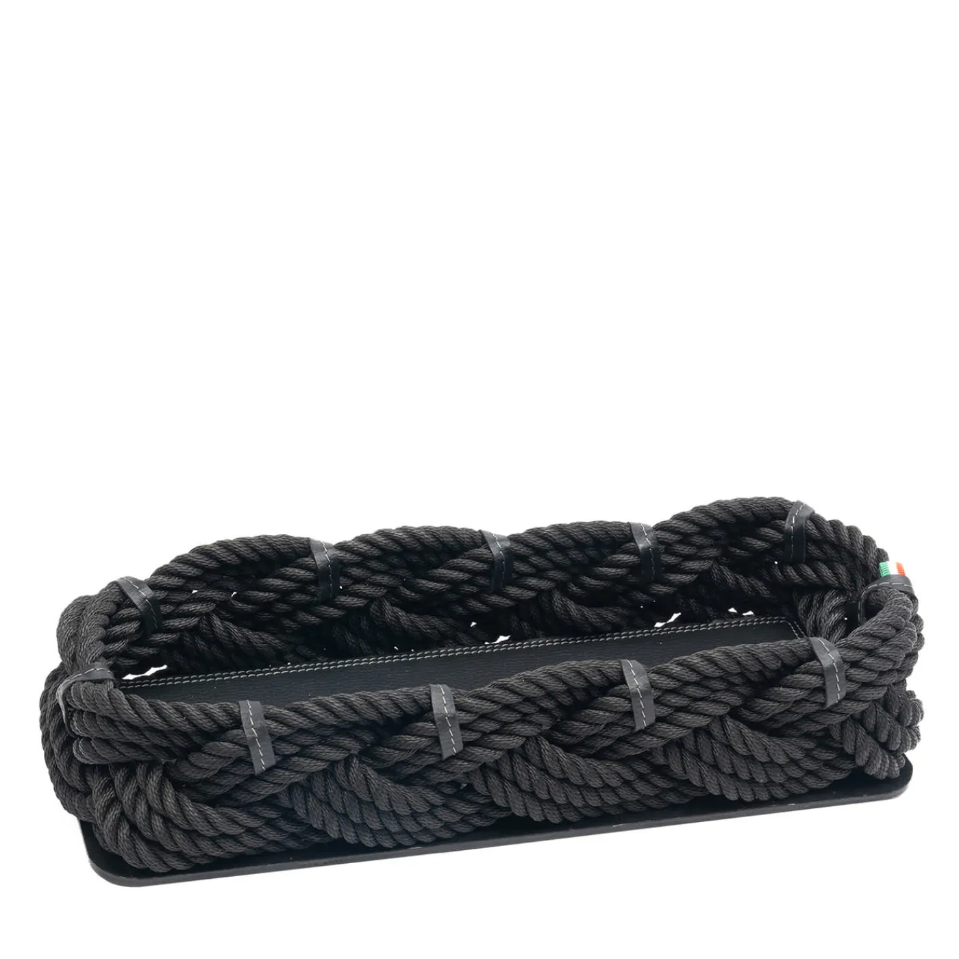 Marricreo Cestino di corda rettangolare nero medio di ispirazione nautica> Ceste