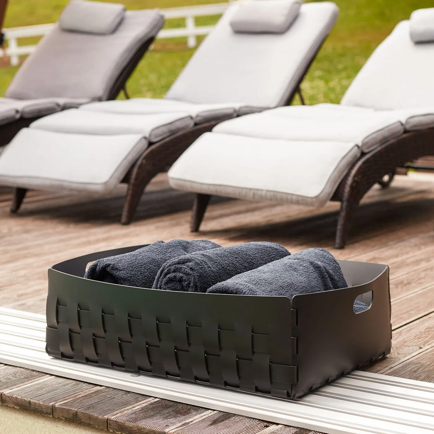 ADJ Style Cestino di lino nero/grigio Bottega di Ekaterina Borovkova> Ceste