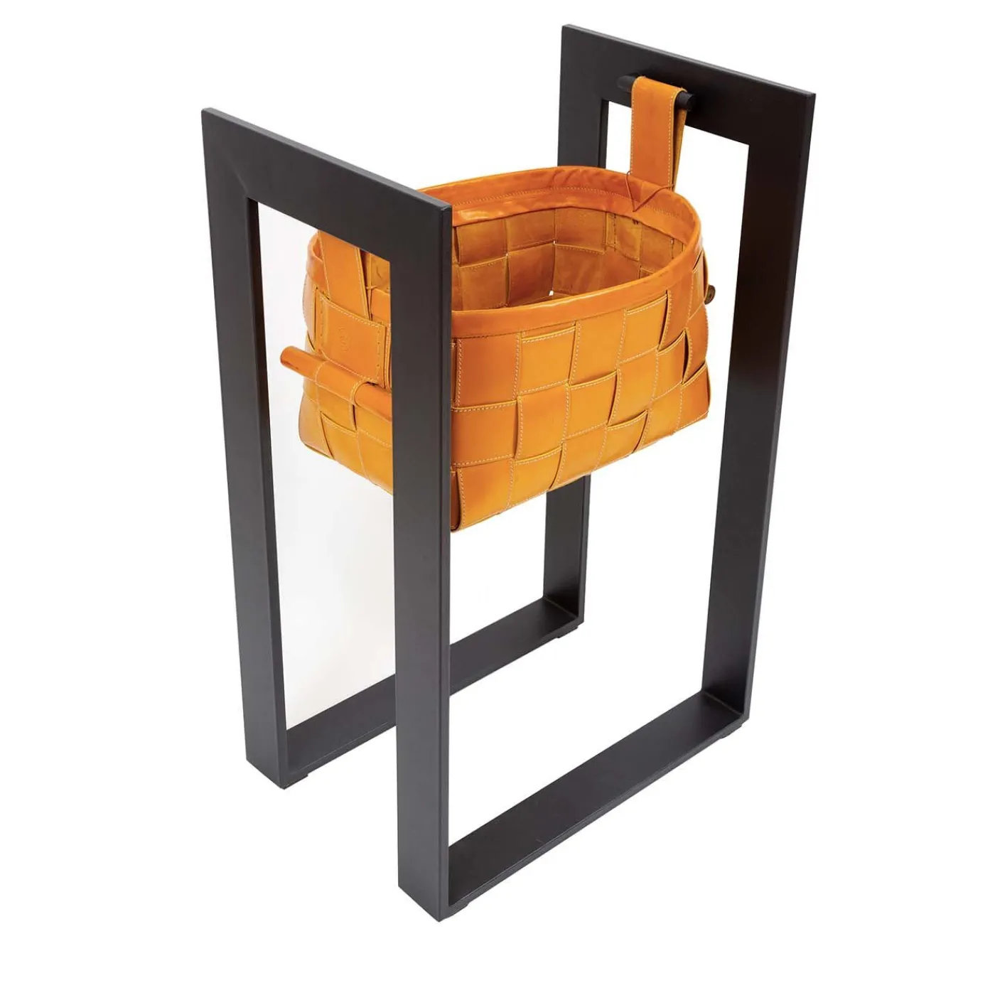 Bottega Conticelli Cestino in pelle con supporto Giallo senape> Ceste