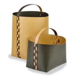 ADJ Style Cestino in pelle Helena senape e oliva> Ceste