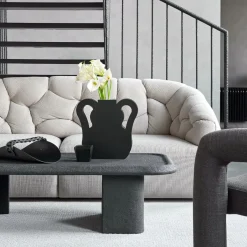 ADJ Style Cestino per asciugamani in pelle nera e grigia Riviera><noscript><img width=