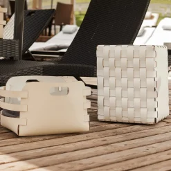 ADJ Style Cestino Riga in pelle Panna Cotta e Bianco><noscript><img width=