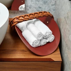 ADJ Style Cestino Riviera in pelle Cognac e Bordeaux> Svuotatasche