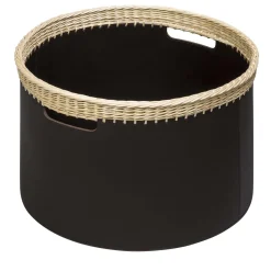 Rabitti 1969 Cestino rotondo grande Como in pelle nera> Ceste