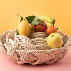 Marricreo Cestino rotondo in corda Maxi Cream> Ceste