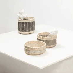 Giobagnara Cesto grande in pelle e rattan di Nîmes><noscript><img width=