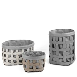 Pinetti Cesto per la biancheria in pelle con gancio> Ceste