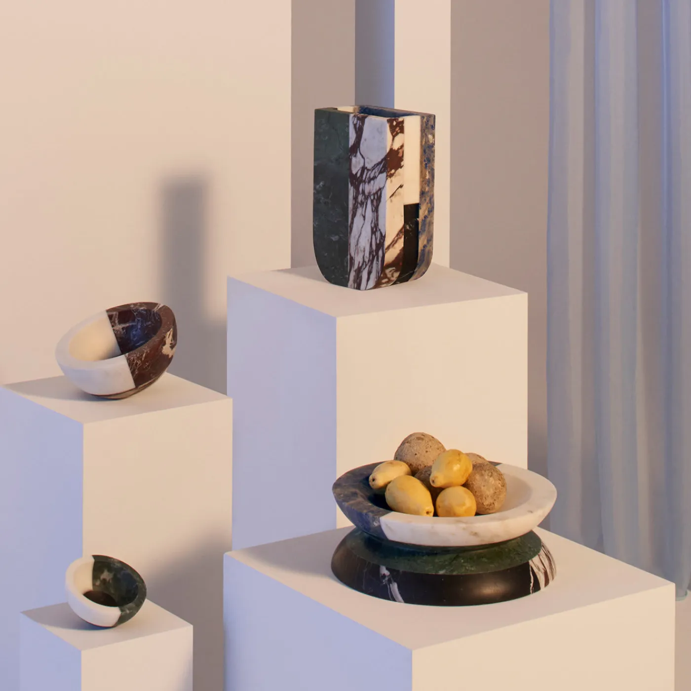 MMairo Ciotola in marmo multicolore Gae di Arthur Arbesser> Centrotavola