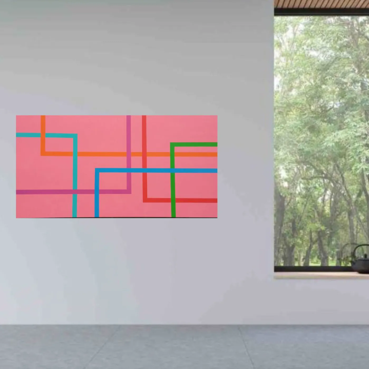 Le Meduse Color Spaces In Fondo è Rosa Pittura acrilica su tela> Pannelli Decorativi