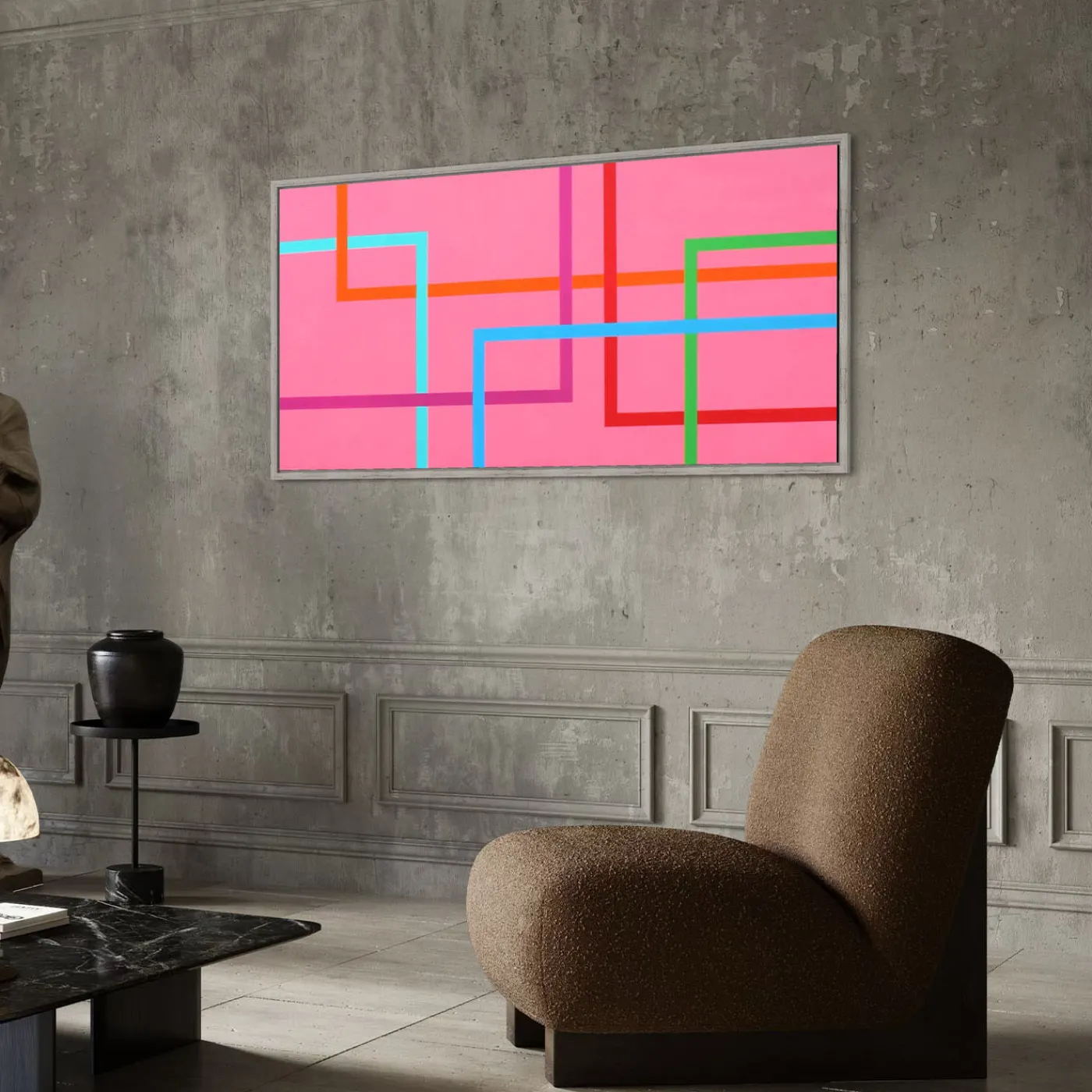 Le Meduse Color Spaces In Fondo è Rosa Pittura acrilica su tela> Pannelli Decorativi