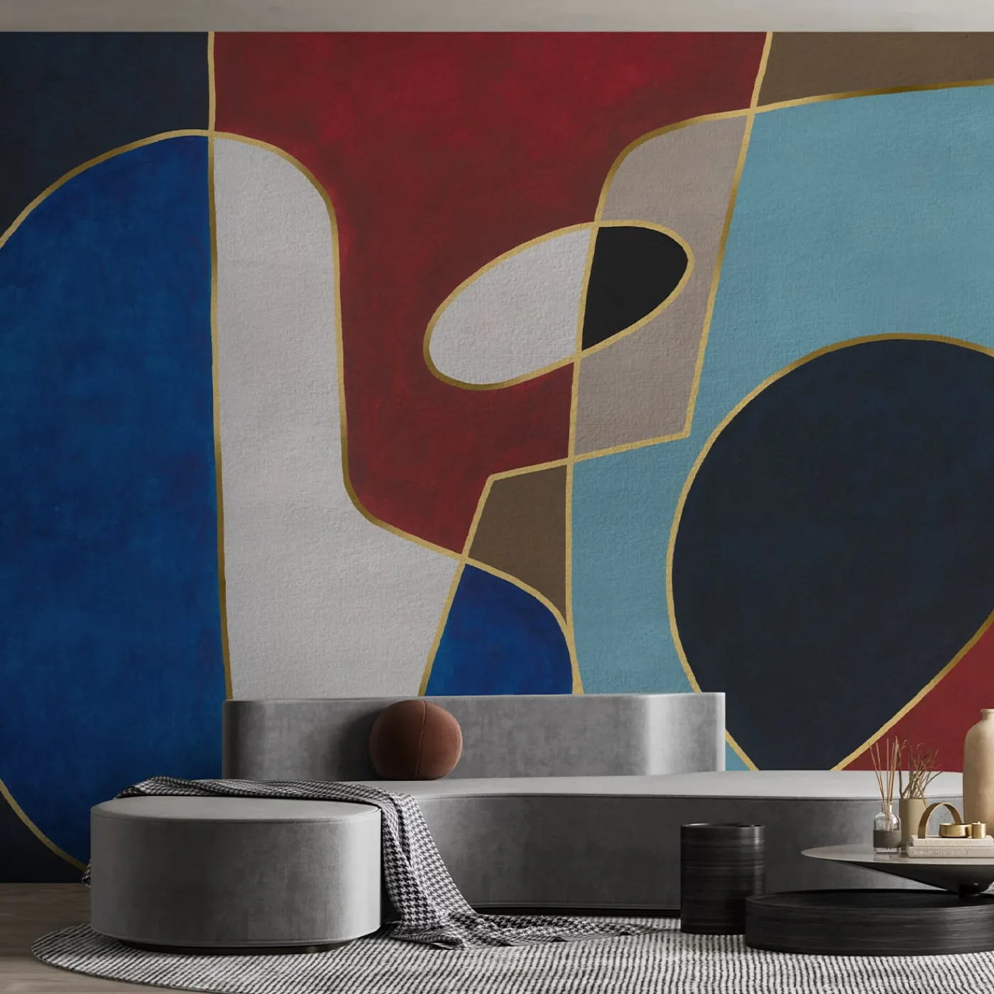 Affreschi & Affreschi Colori vivaci forme su forme #2 Carta da parati testurizzata> Carte Da Parati