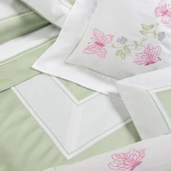 TessilArte Completo Letto Eucalipto Verde e Bianco in Raso di Cotone><noscript><img width=
