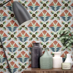 Studio Le Nid Composizione di Piastrelle in Ceramica Multicolore Armony con Motivo Floreale> Piastrelle E Pavimenti