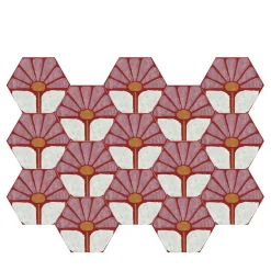 Studio Le Nid Composizione di Piastrelle Esagonali Rosa Janis con Motivo Floreale> Piastrelle E Pavimenti