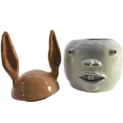 Freaklab Contenitore grande Ariete bianco e bronzo con coperchio> Vasi Con Coperchio