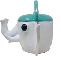 Freaklab Contenitore grande elefante verde acqua e bianco con coperchio><noscript><img width=