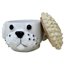 Freaklab Contenitore piccolo cane bianco e crema con coperchio> Statuine