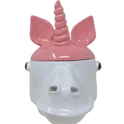 Freaklab Contenitore piccolo unicorno rosa e bianco con coperchio> Statuine