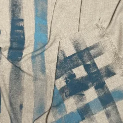 Villa Como Coperta a righe con frange beige dipinta a mano><noscript><img width=