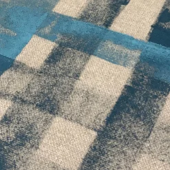 Villa Como Coperta a righe con frange beige dipinta a mano><noscript><img width=