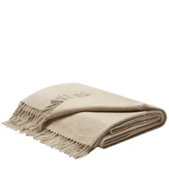 LO Decor Coperta beige con frange in cashmere e seta> Coperte