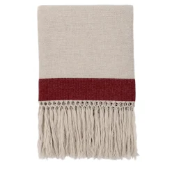 Villa Como Coperta con frange a banda rossa> Coperte