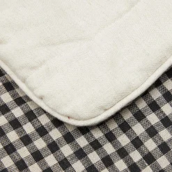 Once Milano Coperta di lino a quadretti bianchi e neri con profili><noscript><img width=