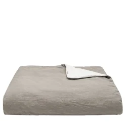 Once Milano Coperta di lino grigio taupe con profili> Biancheria Da Letto