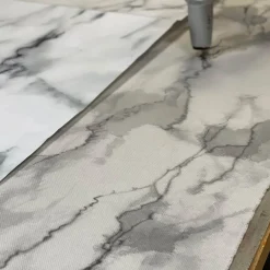 Villa Como Coperta dipinta a mano grigia con frange Marmo><noscript><img width=