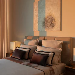 Villa Como Coperta Graffiti con frange marrone e beige><noscript><img width=