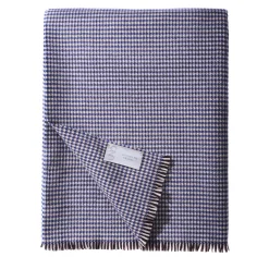 UnoCashmere Coperta in cashmere pied de poule blu medio> Coperte
