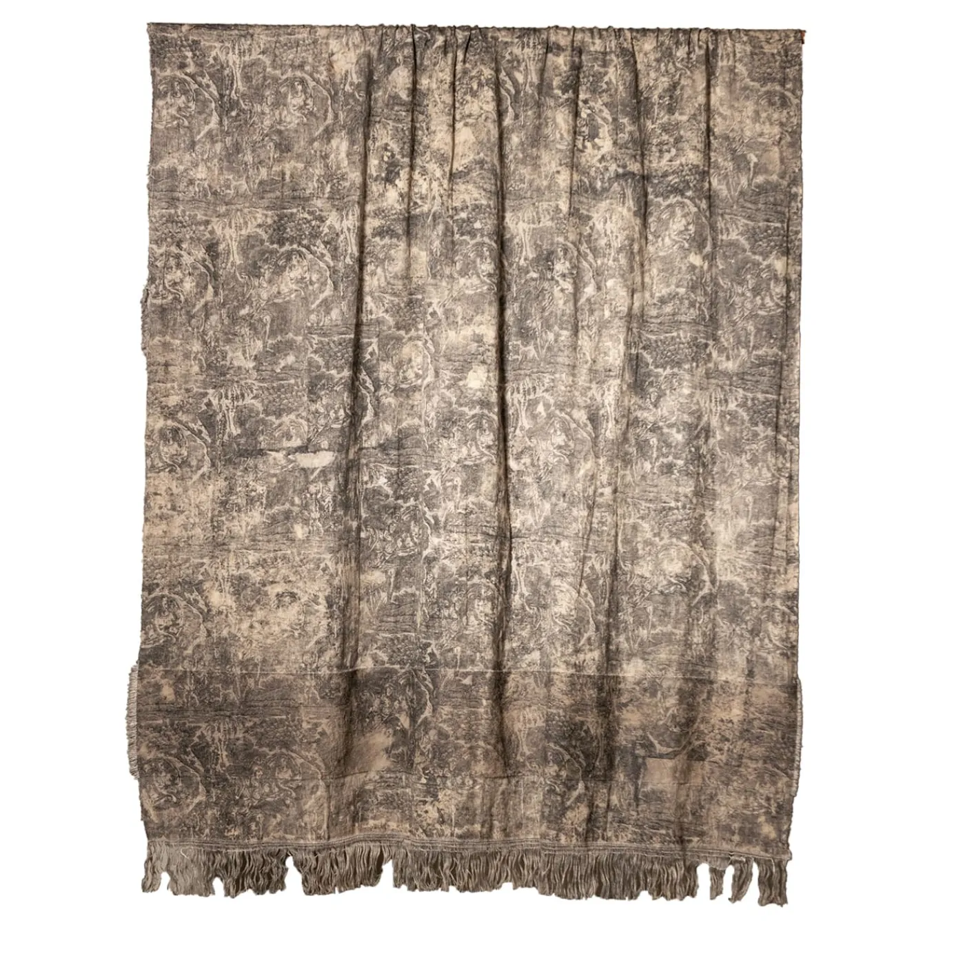 The House of Lyria Coperta inglese in cotone e lino con frange Toile-de-Jouy> Coperte