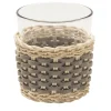 Giobagnara Coppa Anney in pelle e rattan - Beige> Candelieri E Portacandele