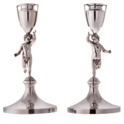 Argentiere Pagliai Coppia di candelieri Pitti in argento sterling> Candelieri E Portacandele