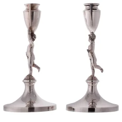 Argentiere Pagliai Coppia di candelieri Pitti in argento sterling><noscript><img width=