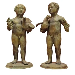 Fonderia Artistica Ruocco Coppia di sculture Cherubini in bronzo> Sculture Decorative