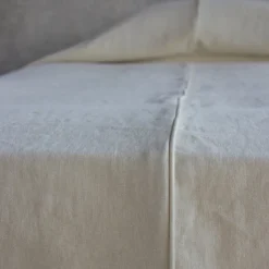 Once Milano Copriletto in lino pesante crema con profili> Biancheria Da Letto